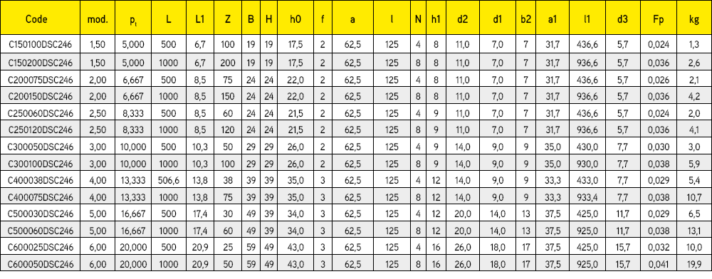 DSC246 cremagliere passo modulare